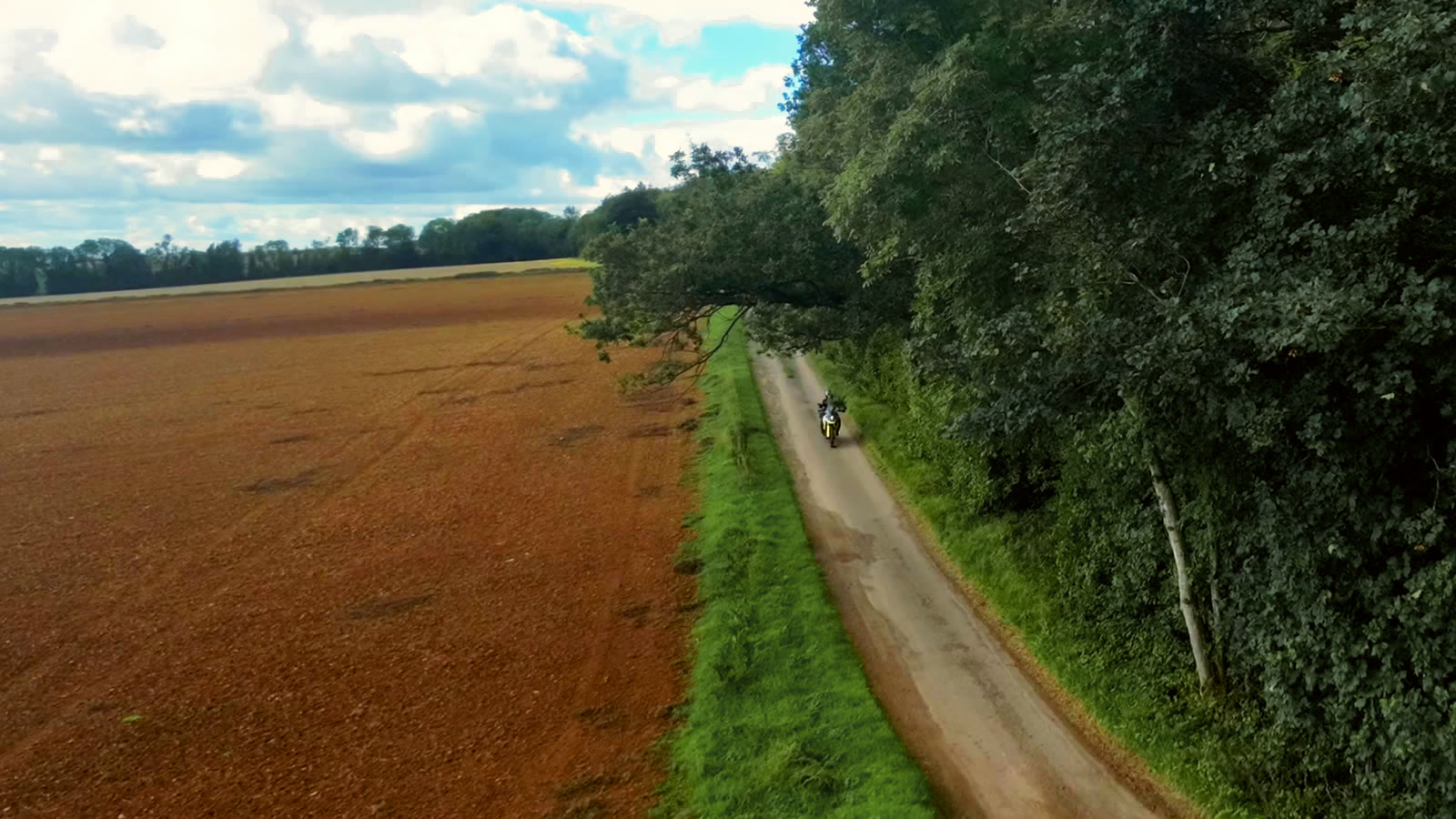 Dust and Gold LUT applied to an aerial countryside shot
